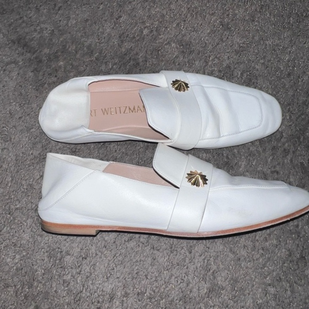 Stuart Weitzman White Loafers